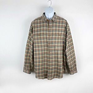 Patagonia Organic Cotton Tan Multi Color Plaid Men's Long Sleeve Shirt Size XL